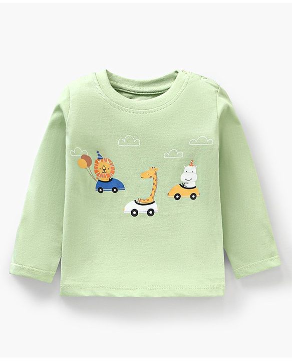 Babyhug Cotton Knit Full Sleeves Cartoon Lions Printed Night Suit Pack of 2 - Green Blue