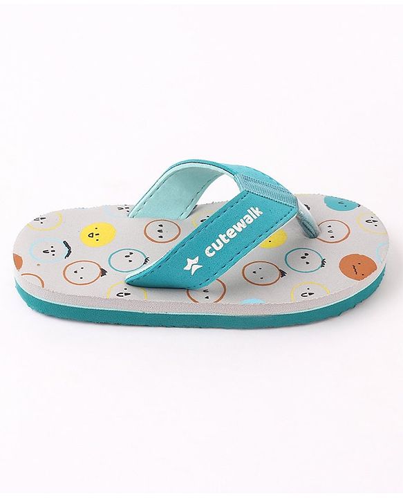 Cute Walk by Babyhug Flip Flops Simile Print - Blue