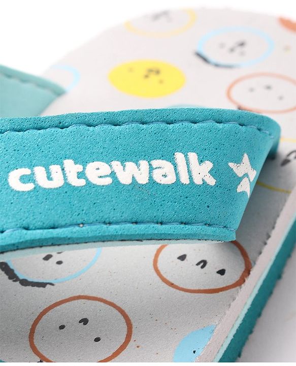 Cute Walk by Babyhug Flip Flops Simile Print - Blue