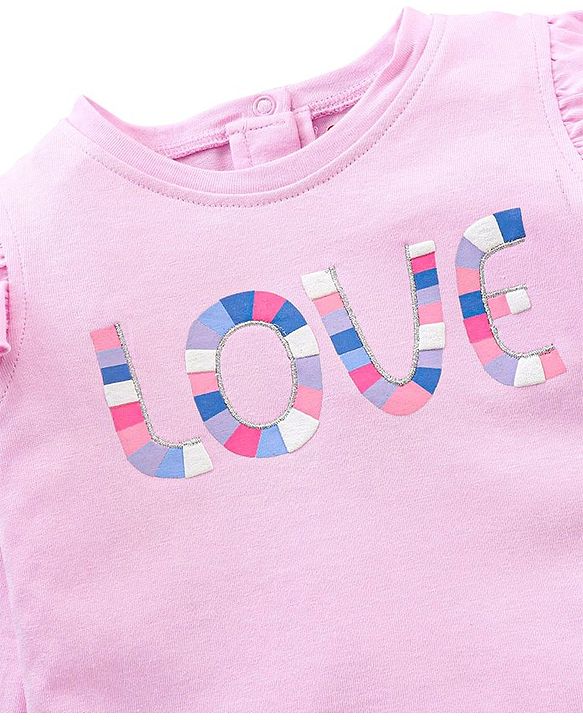 Babyhug Full Sleeves TopText Applique - Pink