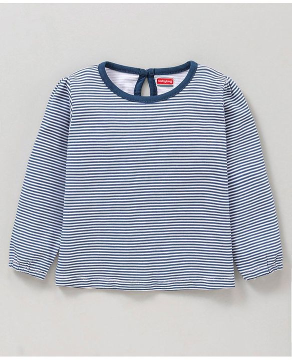 Babyhug Cotton Knit Full Sleeves Top Stripes and Floral Print - Multicolour