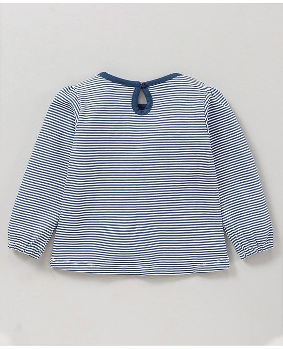 Babyhug Cotton Knit Full Sleeves Top Stripes and Floral Print - Multicolour
