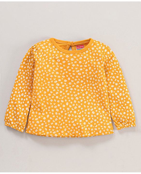 Babyhug Cotton Knit Full Sleeves Top Stripes and Floral Print - Multicolour