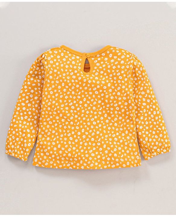Babyhug Cotton Knit Full Sleeves Top Stripes and Floral Print - Multicolour