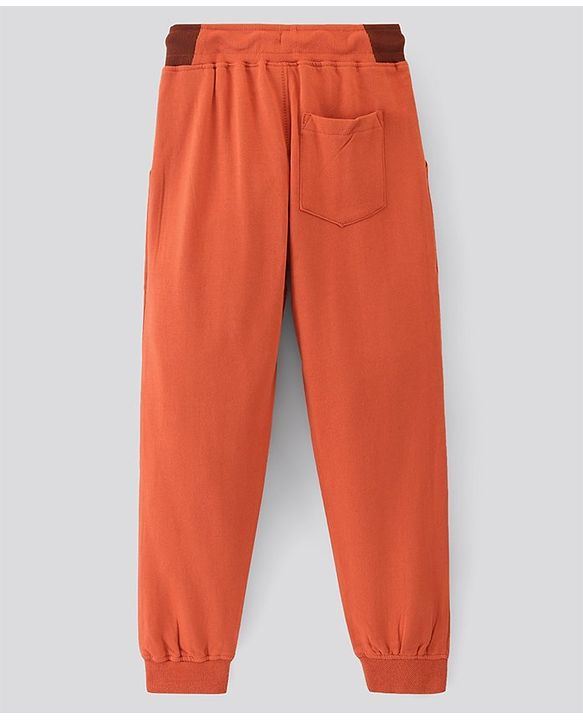 Pine Kids Cotton Biowashed Lounge Pant with Patch Pocket and Biker Styling - Orange