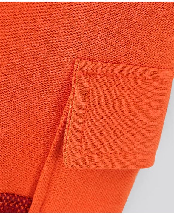 Pine Kids Full Length 100% Cotton Knit Biowashed Joggers Text Print - Orange