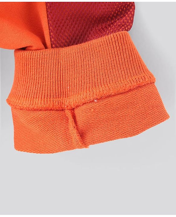 Pine Kids Full Length 100% Cotton Knit Biowashed Joggers Text Print - Orange