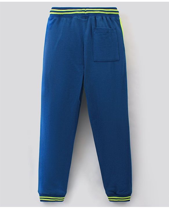 Pine Kids 100% Cotton Full Length Bio Washed Knit Cut & Sew Lounge Pant HD Letter Print - Green Blue