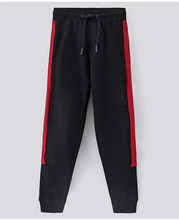 Pine Kids Full Length Bio Washed Cotton Knit Solid Lounge Pant - Black