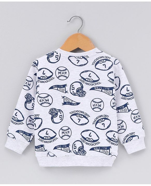 Babyhug Full Sleeves Text Printed Sweatshirt - Grey
