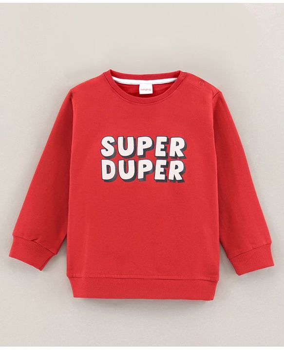 Babyhug Cotton Full Sleeves Sweatshirt Text Print- Red