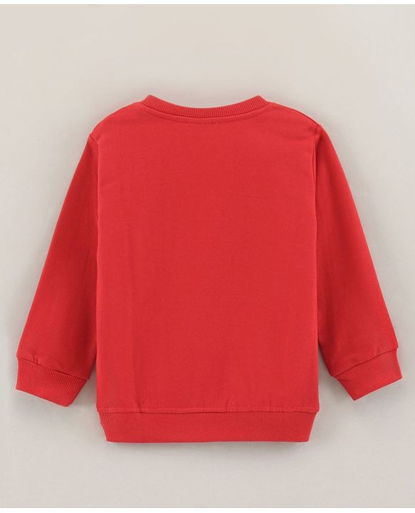 Babyhug Cotton Full Sleeves Sweatshirt Text Print- Red
