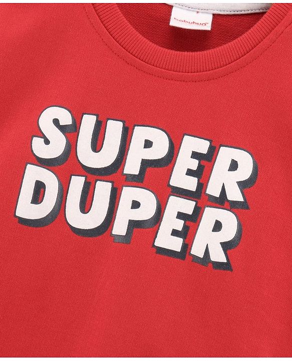 Babyhug Cotton Full Sleeves Sweatshirt Text Print- Red