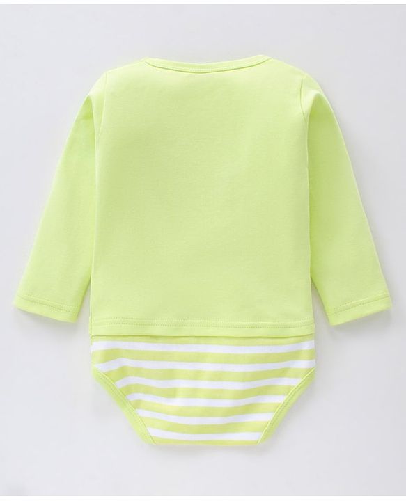Babyhug 100% Cotton Full Sleeves Onesie Teddy Print- Green