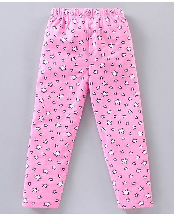 Babyhug Full Length Leggings Minnie Mouse & Stars Print Pack Of 2 - Pink White