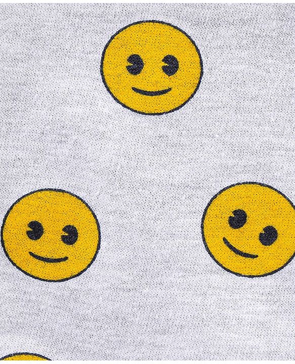 Babyhug Full Length Looper Lounge Pant Smiley Face Print - Grey