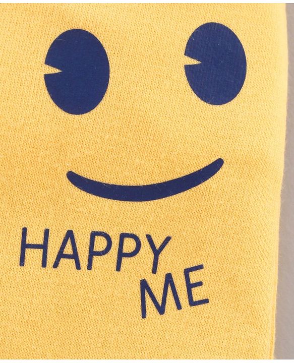 Babyhug Full Length Lounge Pant Text & Smiley Print - Yellow