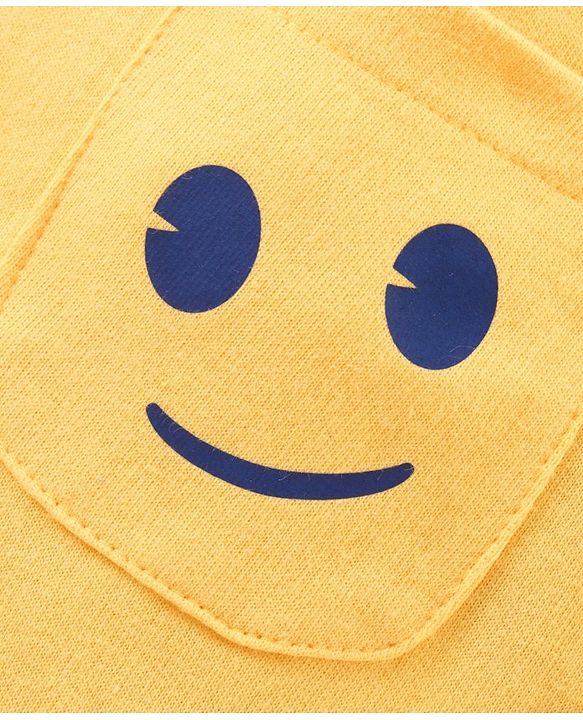 Babyhug Full Length Lounge Pant Text & Smiley Print - Yellow
