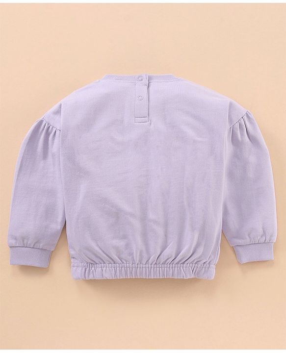 Babyhug Full Sleeves Top & Lounge Pant Glitter Text Print - Lilac