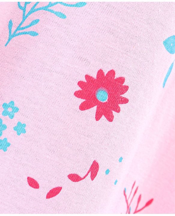 Babyhug 100% Cotton Short Sleeves Frock Floral Print - Pink