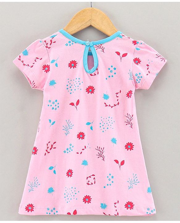 Babyhug 100% Cotton Short Sleeves Frock Floral Print - Pink