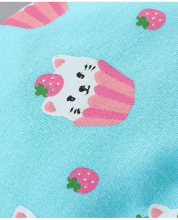 Babyhug 100% Cotton Caps Printed Blue - Diameter 14.5 cm