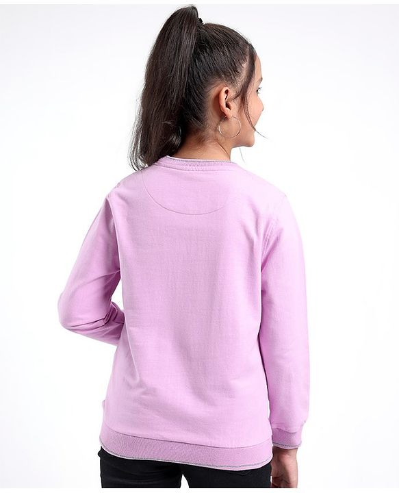 Pine Kids Full Sleeves Biowashed Cotton Sweatshirt Floral Print- Purple