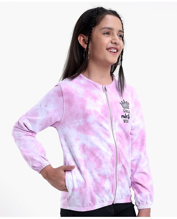 Pine Kids Full Sleeves Bio Washed Sweat Jacket Tye Dye Pattern -  Purple