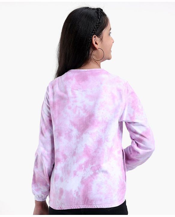 Pine Kids Full Sleeves Bio Washed Sweat Jacket Tye Dye Pattern -  Purple
