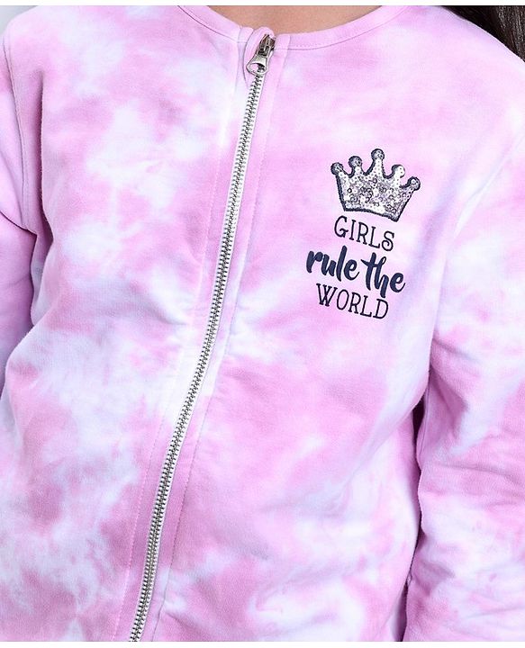 Pine Kids Full Sleeves Bio Washed Sweat Jacket Tye Dye Pattern -  Purple