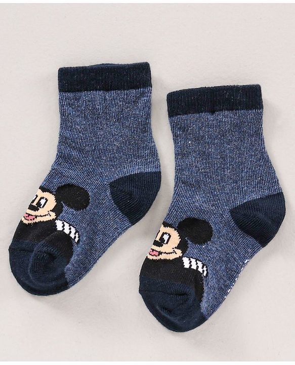 Cute Walk by Babyhug Ankle Length Antibacterial Socks Mickey Mouse & Stripes Design Pack Of 3 - Multicolor