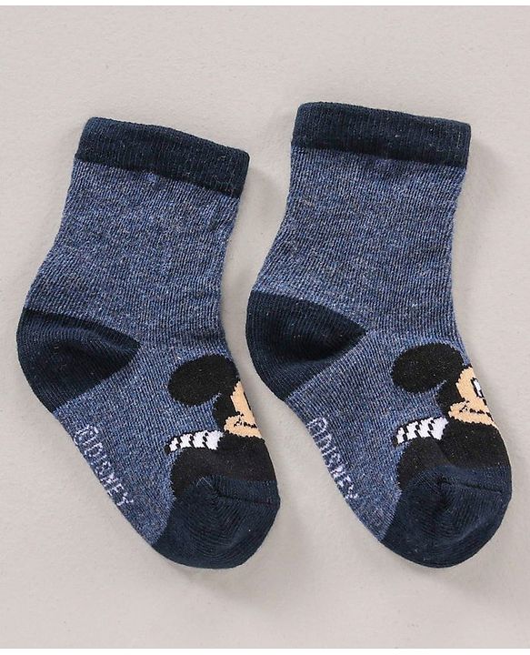 Cute Walk by Babyhug Ankle Length Antibacterial Socks Mickey Mouse & Stripes Design Pack Of 3 - Multicolor