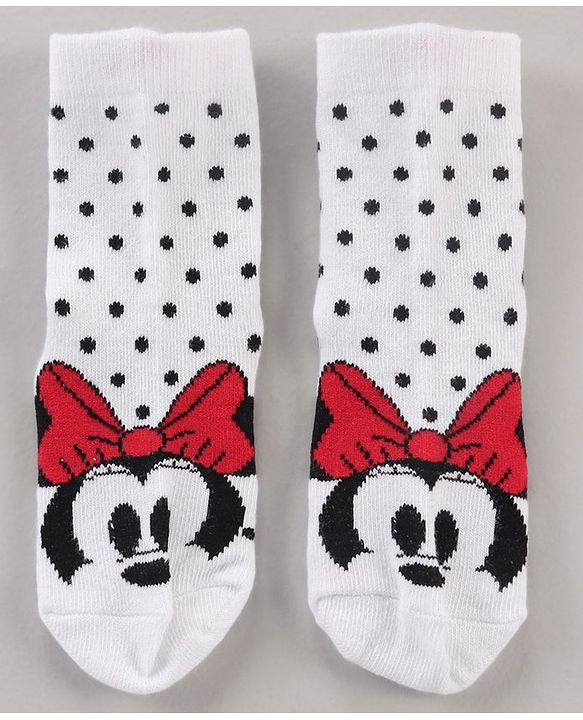 Cute Walk by Babyhug Ankle Length Antibacterial Socks Minnie Mouse & Stripes Design Pack Of 3 - Multicolor