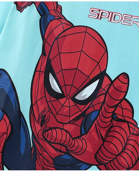 Pine Kids Biowashed Spider Man Collection Full Sleeves Tee - Sky Blue