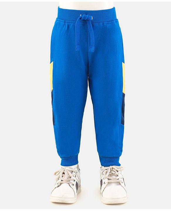 Babyhug Cotton Full Length Solid Colour Lounge Pant - Blue