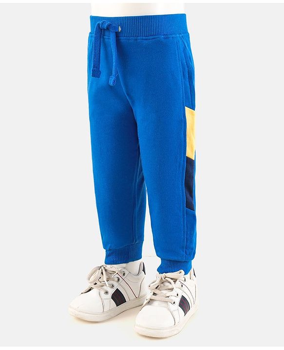 Babyhug Cotton Full Length Solid Colour Lounge Pant - Blue