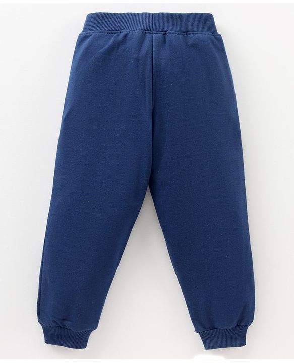 Babyhug Cotton Knit Full Length Text Printed Lounge Pant - Blue
