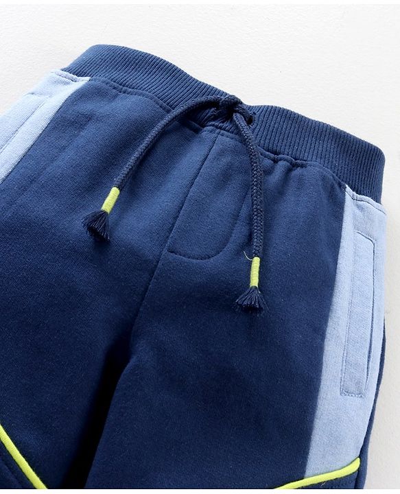 Babyhug Cotton Knit Full Length Text Printed Lounge Pant - Blue