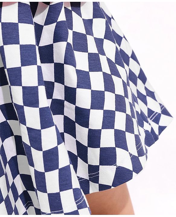 Pine Kids Check Skirt Knee Length Biowash - White Blue
