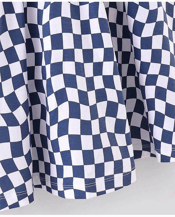Pine Kids Check Skirt Knee Length Biowash - White Blue