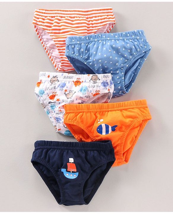 Babyhug  Cotton Stripes & Printed Briefs Pack of 5 - Multicolor