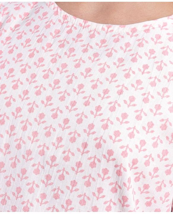 Pine Kids Half Sleeves Kurti And Churidar Set with Jaipuri Print - Pink