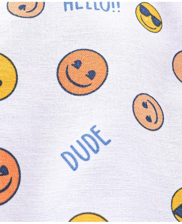 Babyhug Full Sleevesb Shirt Emoji Print - White