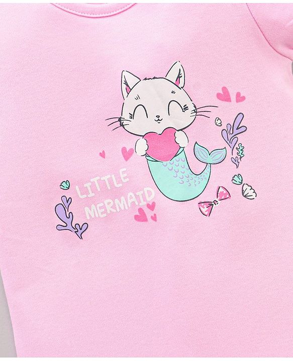 Babyhug 100% Cotton Half Sleeves Romper Kitty Print Pack of 2 - Light Blue Pink