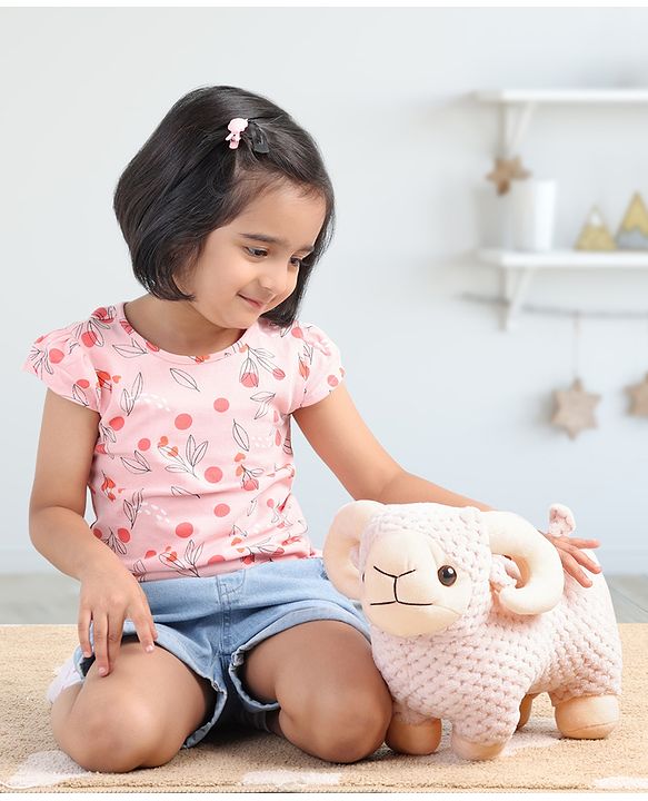 Babyhug Soft Sheep Toy | 30cm Adorable Plush Teddy with Super-Soft Fur | Perfect Stuffed Animal for Babies & Kids | Ideal Birthday Gift to Comfort | Birthday Gift For Kids | BIS Certified