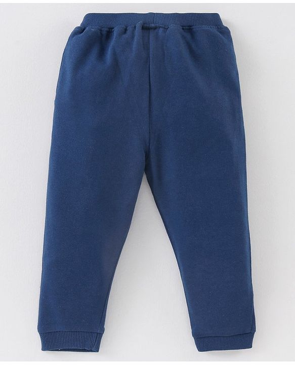 Babyhug Cotton Knit Full Length Solid Lounge Pant - Navy Blue