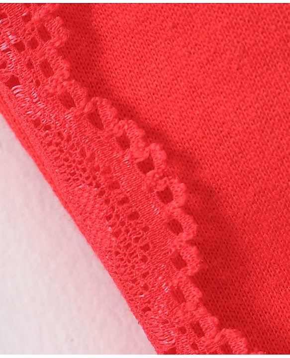 Babyhug Full Length Cotton Lounge Pant with Ribbed Waist - Red