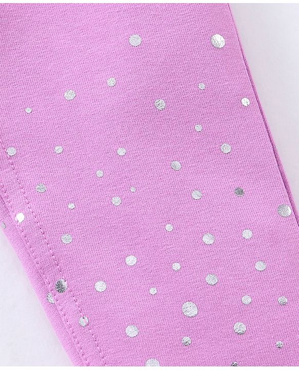 Babyhug Full Length Cotton Lycra Jeggings Foil Print- Violet