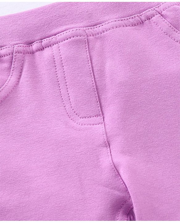 Babyhug Full Length Cotton Lycra Jeggings Foil Print- Violet