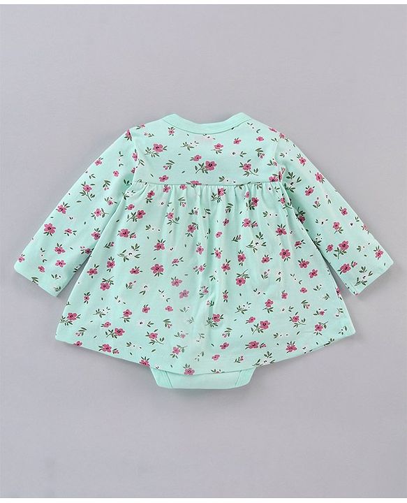 Babyhug Full Sleeves 100% Cotton Onesies Floral print Print - Green